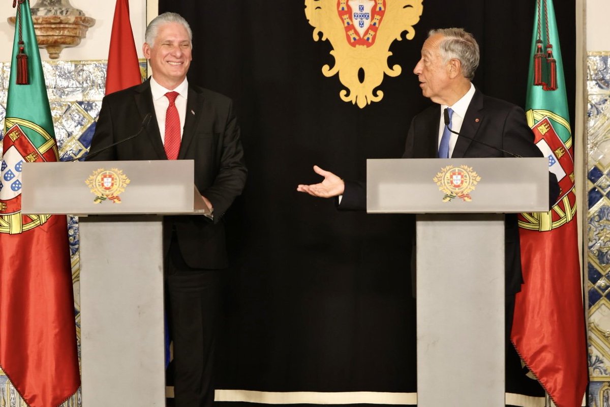 '#Portugal es la casa de todos los cubanos' ha dicho el Presidente Rebelo de Sousa tras las conversaciones en el Palacio de Belém, sede del Gobierno. Luego explicó su posición, respetuosa de la elección política de cada país y del multilateralismo.