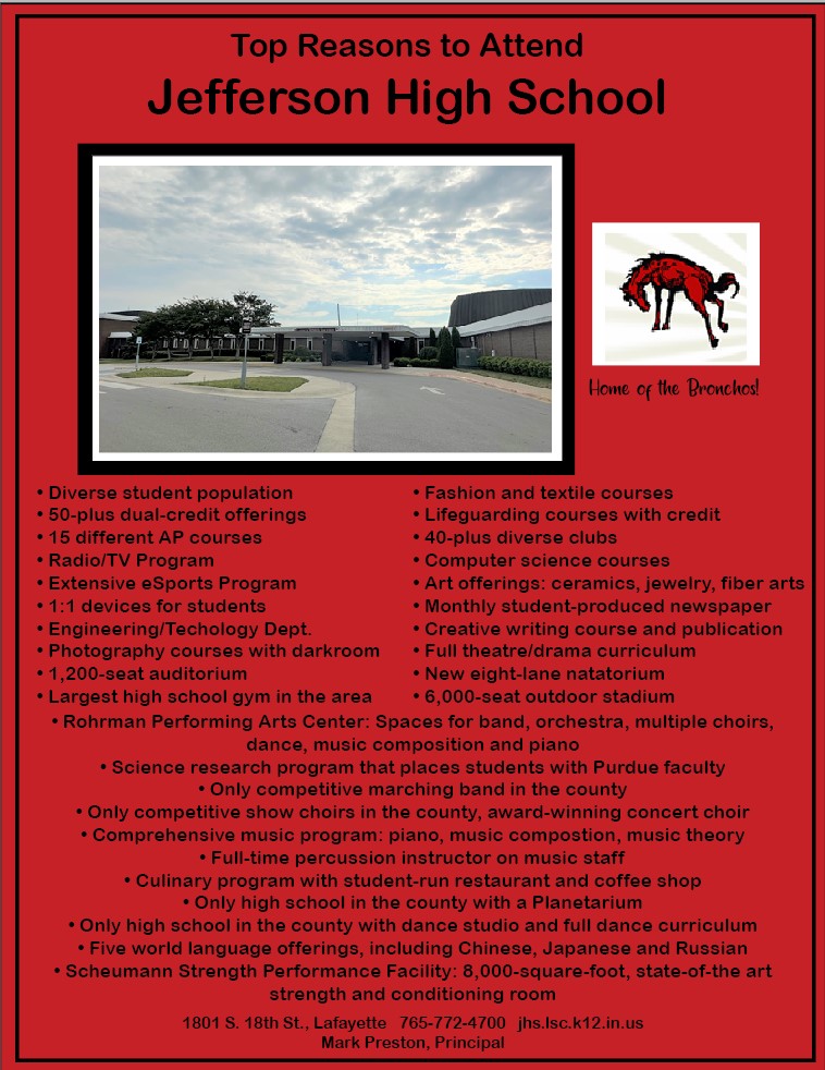 LSClafayette's tweet photo. Jefferson High School educates students to be successful by helping them gain knowledge, develop lifelong learning skills, and develop positive self-images. JHS has a long history of excellence and student success; our graduates excel in every area of society. #BronchoPride https://t.co/Qwz5qu6Msd