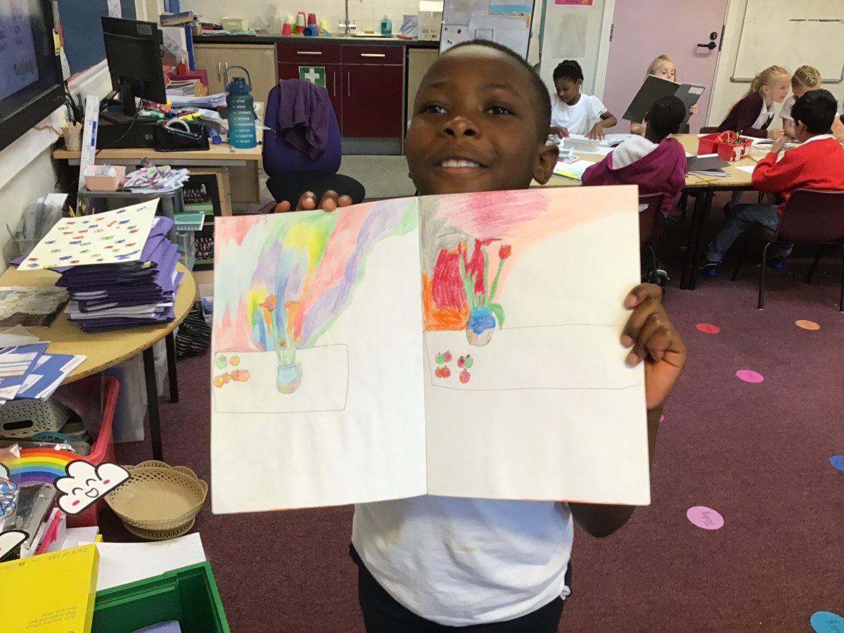 1bennion's tweet photo. We are artists! Our French inspiration Paul Cezanne showed us how observant we must be when drawing still life. We experimented with pencil crayon and oil pastels. https://t.co/cwt2u0w6WK