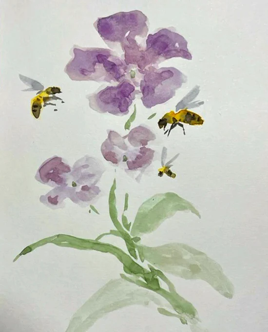 This is an #aquarel artwork I made for my brother in law's honey brand, as he is a #beekeper if you remember. I love the medium and how it incorporates flaws into beautiful imperfections! #traditionalart