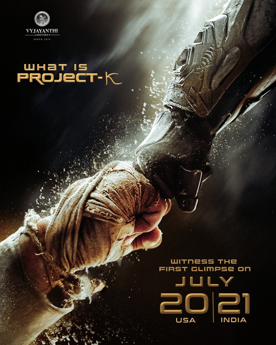 VyjayanthiFilms's tweet photo. The world awaits the ultimate showdown. 
Brace yourselves for a glimpse into the world of #ProjectK on July 20 (USA) & July 21 (INDIA).

Stay tuned and Subscribe: https://t.co/MYKgiR6KJa

#Prabhas @SrBachchan @ikamalhaasan @deepikapadukone @nagashwin7 @VyjayanthiFilms #WhatisProjectK