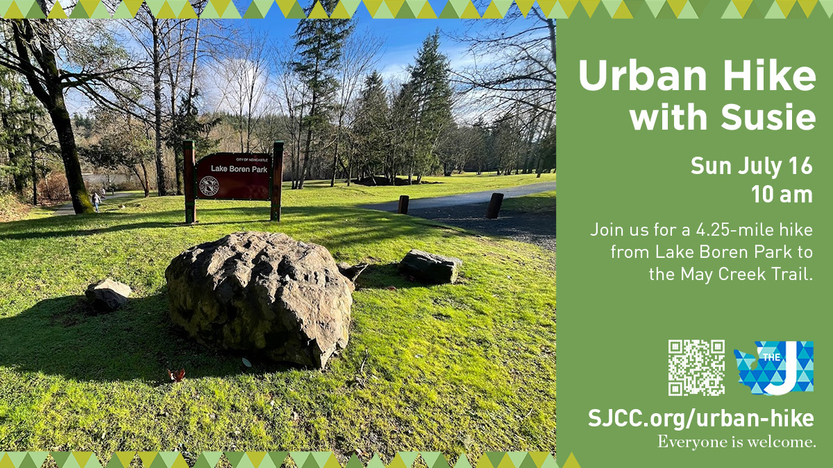 Join us this Sunday as we embark on a scenic 4.25-mile urban hike from Lake Boren Park to the May Creek Trail in Newcastle! Explore beautiful greenbelts and serene neighborhood streets. Don't miss out, register now: sjcc.org/event/july-urb… #StroumJCC #CommunityNeverCloses