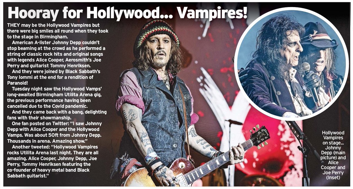 Here is some great #PositivityforJohnnyDepp in the UK regional paper the Birmingham Mail 14 July issue.
#HollywoodVampires 
#JohnnyDeppIsARockStar