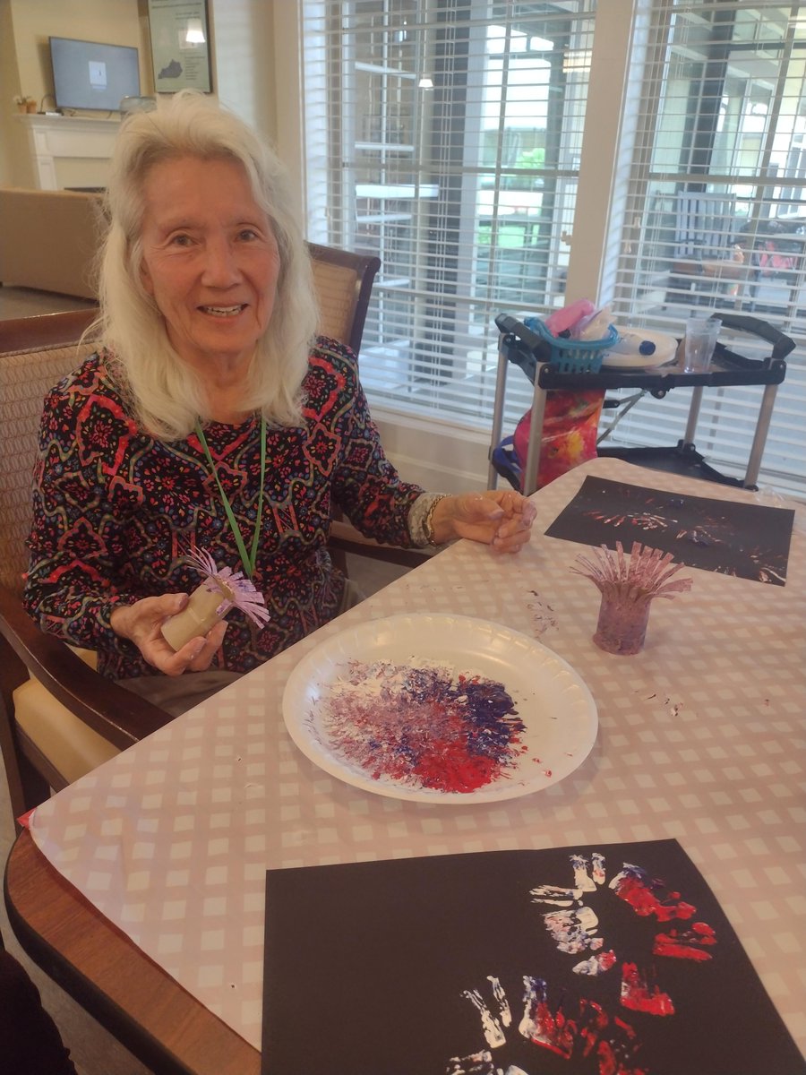 We've been incorporating a variety of outdoor and creative activities into our daily rhythms program.  Be sure to stop and smell the flowers and check out some of our residents artwork on display!
