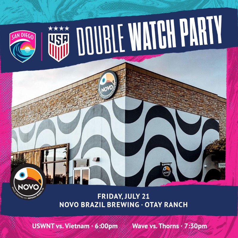 sandiegowavefc's tweet photo. world cup meets wave!!! 

join us at @novobrazilbrew for a double watch party next friday 🌊