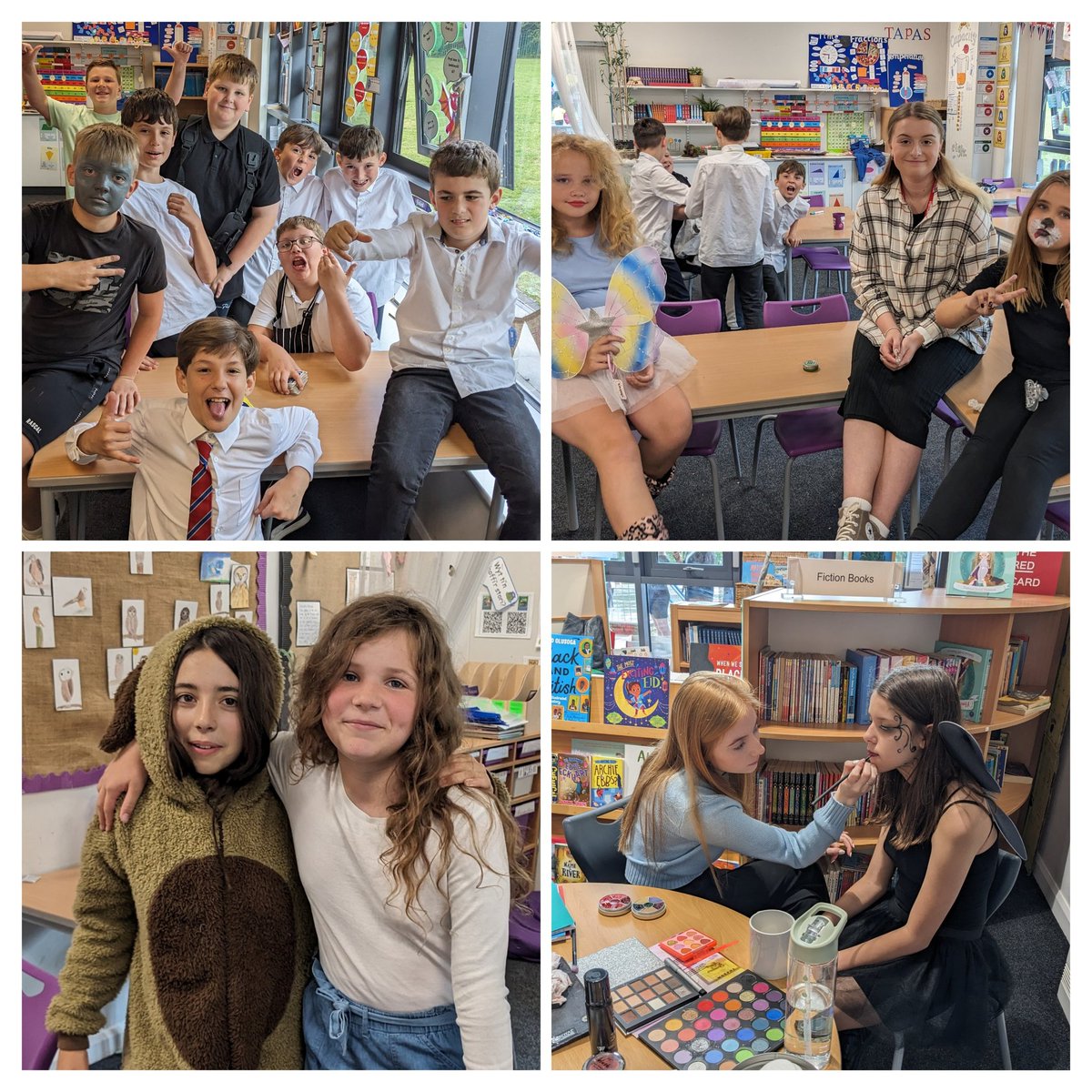 Cwmff_MrsO's tweet photo. Massive thanks for all of our behind the scenes helpers: Ellie (for amazing props), Toria (for our village back drop and makeup assistance), and Megan (for stunning makeup designs)! @cwmffrwdoer @ccc9481d78f943a @howells_t @MrEdwards_Cwmff https://t.co/Kb9Vwl0876