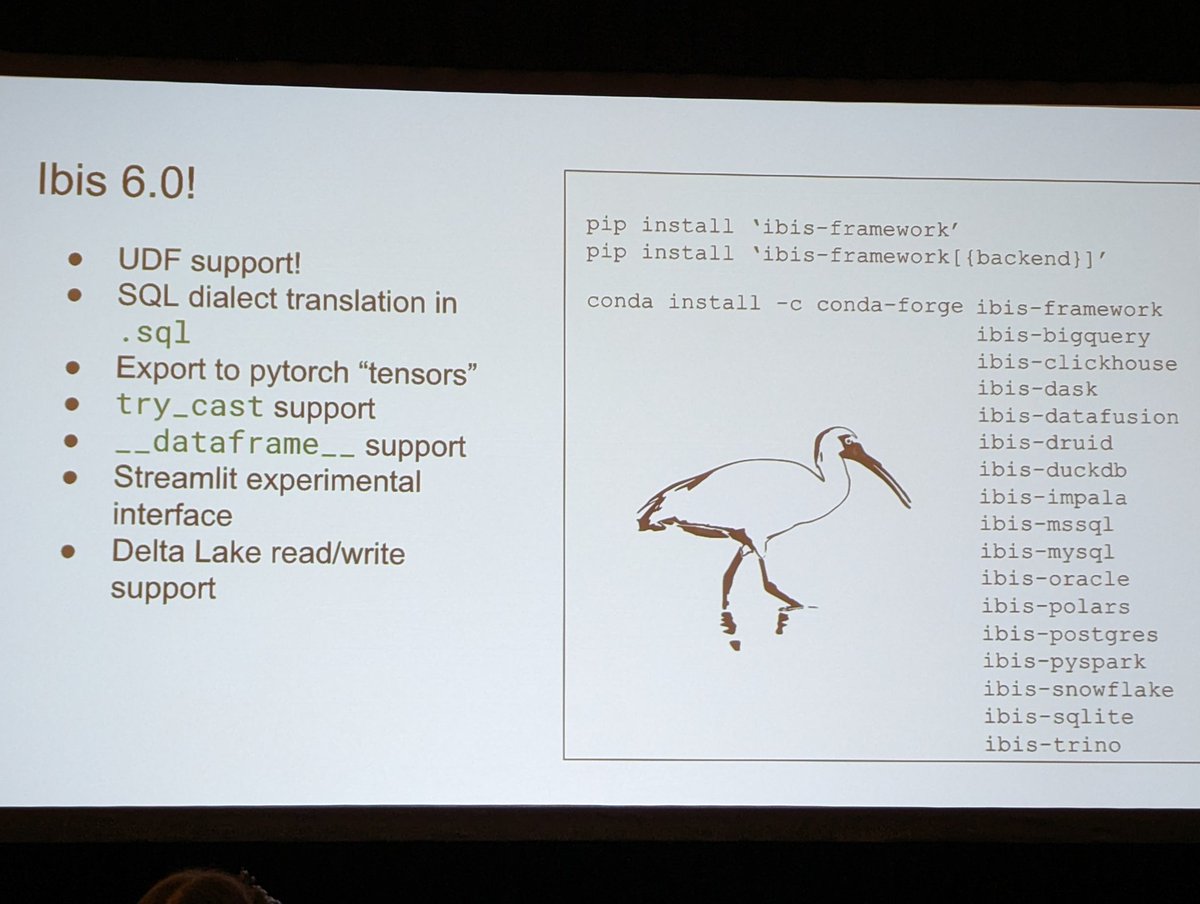dillonniederhut's tweet image. Do you wish you had something like SQLAlchemy that abstracted over both SQL engines AND data frame APIs like #Pandas?

Check out @IbisData and make all your execution engines swappable

#SciPy2023