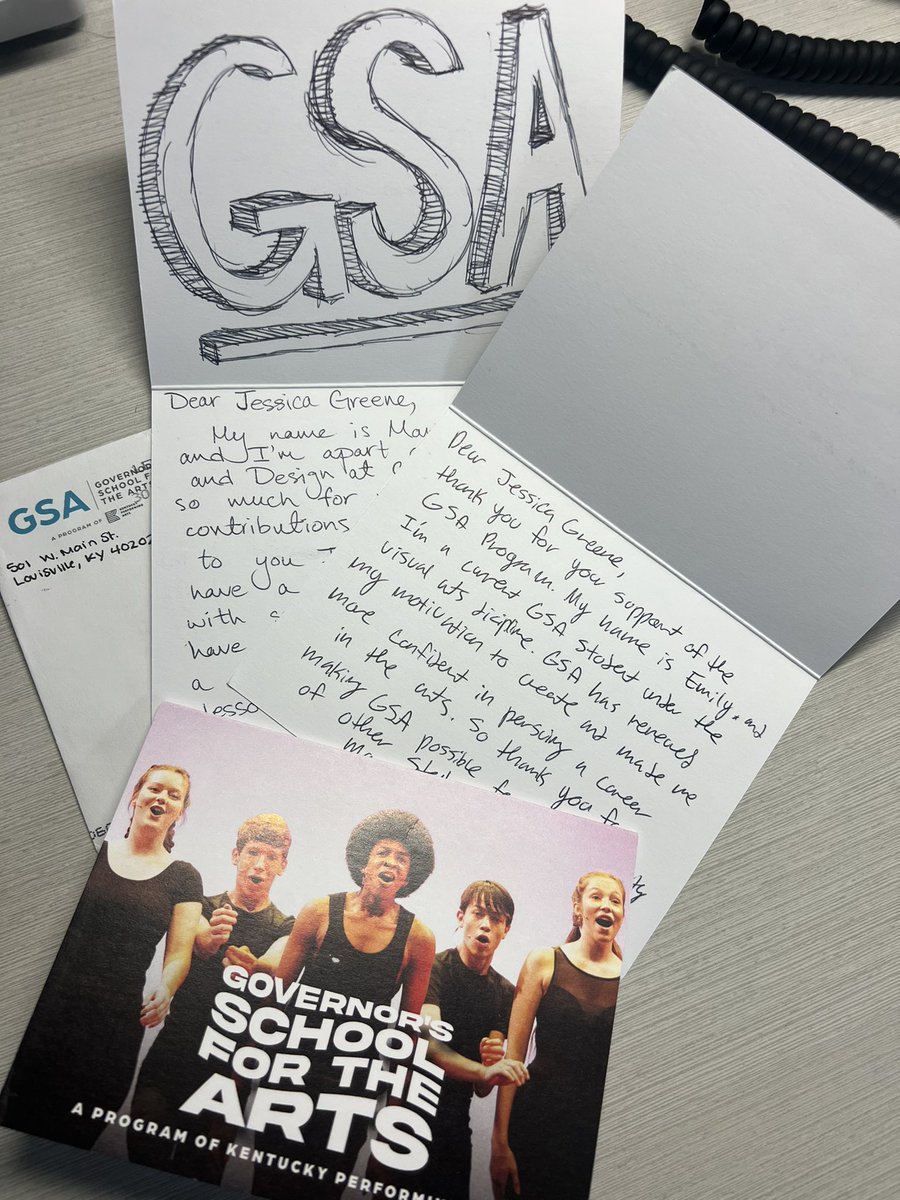 Received these heart-felt messages from GSA students thanking the @KyDeptofEd for their support of @KYGSA and the life-changing experiences it provides students from across the Commonwealth! Excited to spend time with these young artists next week!