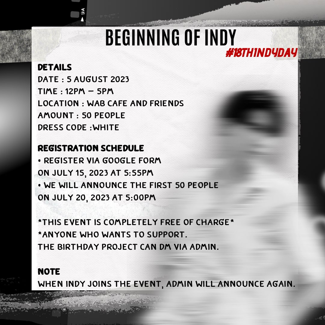 Indythanathat Official (@indythanathat_f) on Twitter photo รายละเอียดการเข้าร่วมงาน Beginning of Indy
ลงทะเบียนกันเยอะๆน้า น้องอินดี้อยากเจอทุกคนเลย🥹
#Indy_ธนทัต <a href="/IndyThanathat/">Indy_ธนทัต</a>
#18THINDYDAY รายละเอียดการเข้าร่วมงาน Beginning of Indy
ลงทะเบียนกันเยอะๆน้า น้องอินดี้อยากเจอทุกคนเลย🥹
#Indy_ธนทัต <a href="/IndyThanathat/">Indy_ธนทัต</a>
#18THINDYDAY