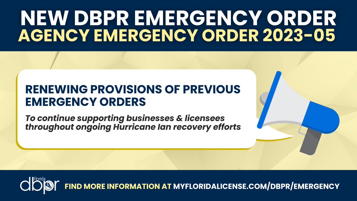 Florida DBPR on Twitter "🧵ATTENTION! DBPR Emergency Order 202305