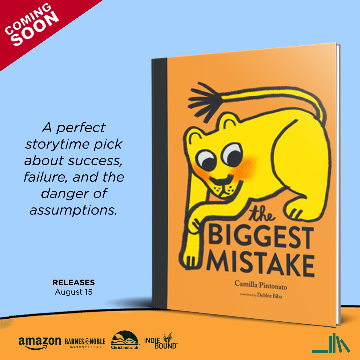 This tongue-in-cheek tale offers a new delight on each page, then ends with the biggest surprise of all.  With madcap action and colorful artwork.
🛒 Pre-order your copy loom.ly/pKWjC6U

THE BIGGEST MISTAKE
Written and illustrated by Camilla Pintonato

#kidslit