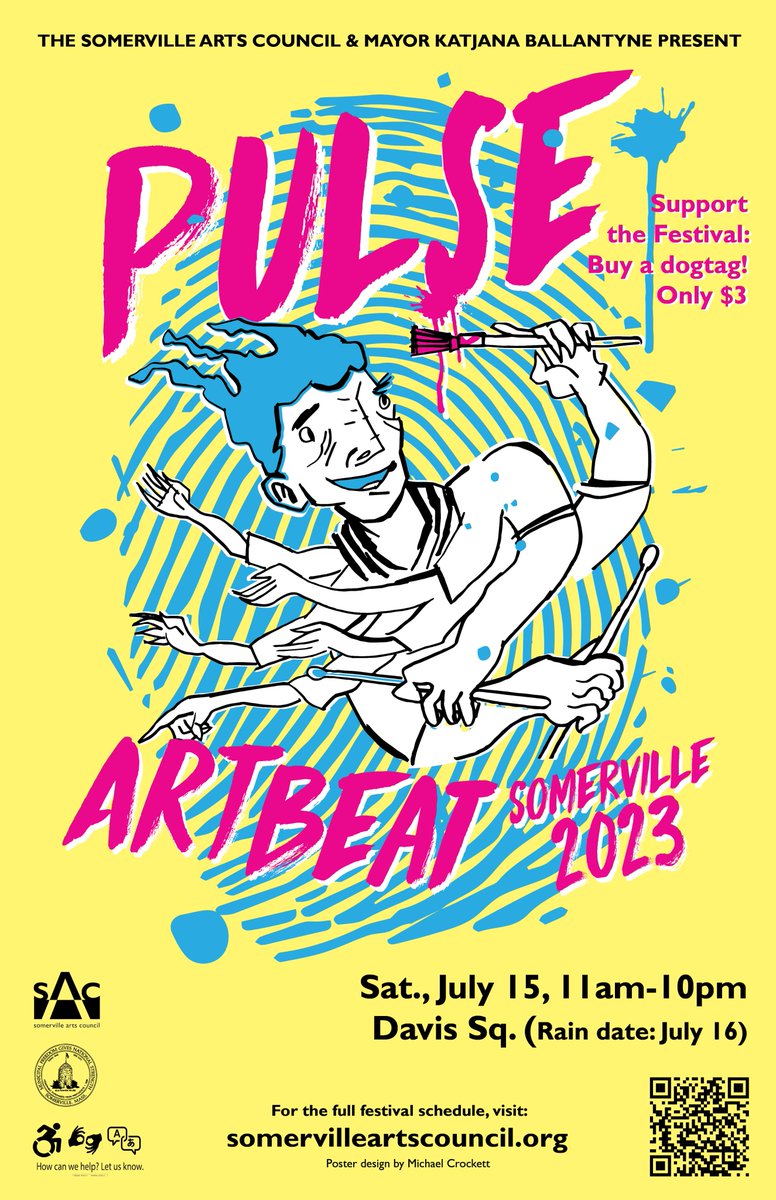 ArtBeat is ON for tomorrow Saturday, July 15th, 11am-10pm! Join us in Davis Square for a day full of music and activities. Support the festival by buying a dogtag!