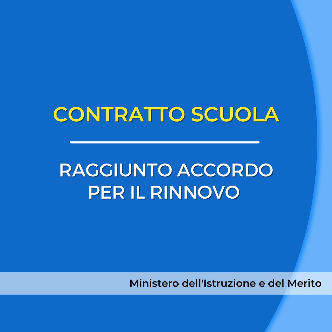 MIsocialTW's tweet image. È stato raggiunto oggi presso @aran_agenzia l’accordo per il rinnovo del Contratto Collettivo Nazionale di Lavoro (#CCNL) Comparto Istruzione, Università e Ricerca 2019/21.

Qui tutti i dettagli ▶ miur.gov.it/web/guest/-/co…