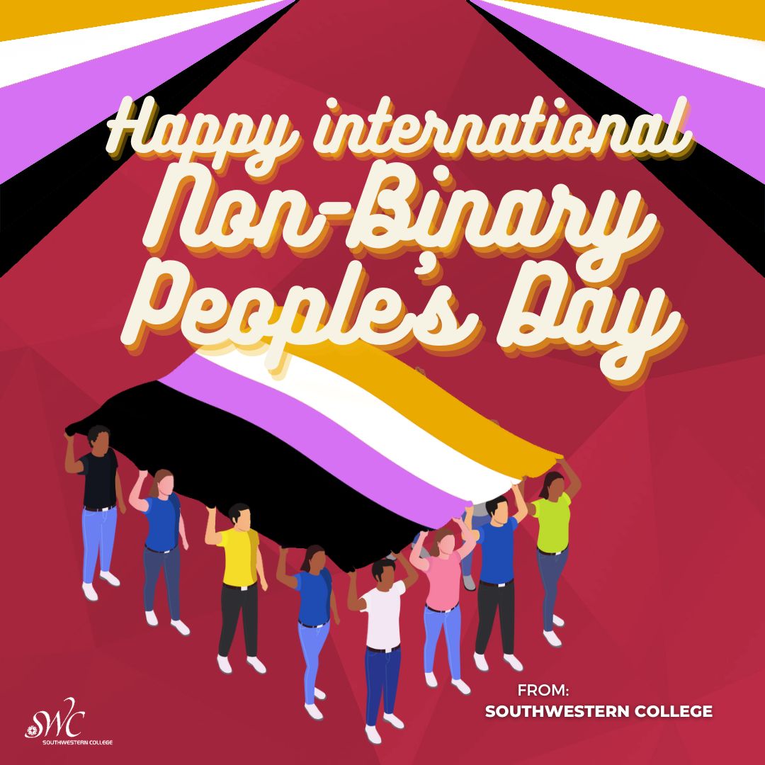SWC_college's tweet image. Embracing Non-Binary Pride at Southwestern College! 🏳️‍🌈✨ 

#NonBinaryPride #InclusiveCommunity
