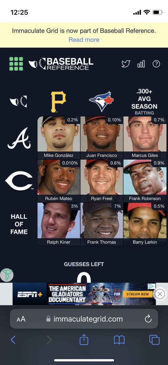 Skateboardd_P's tweet photo. A few notes from today:

•New best rarity score ‼️
•At the point where im doing multiple grids each day
•RIP Ryan Freel
•used Juan Francisco 3x this week
•Marcus Giles - the ultimate 1 hit wonder
•Ruben Mateo my go-to AAA LF in MVP04 drafts https://t.co/9dlc7hyG8G