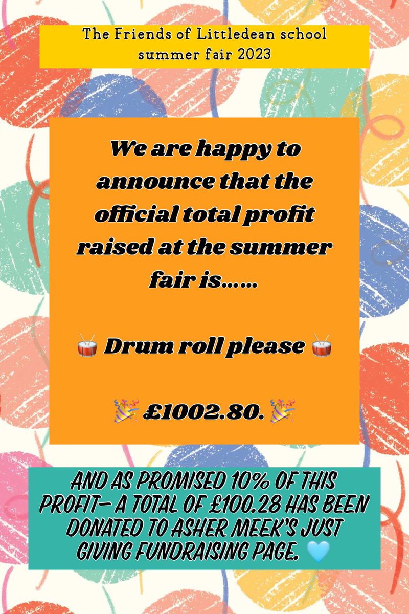 amylou1987's tweet photo. @LittledeanSch A big thank you from The Friends for everyone who came and supported the event. 
The money will benefit the school and children massively. 😊👏🏼🎉 https://t.co/vfoKw5YAc1
