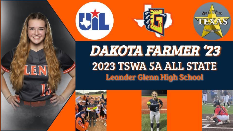 Glenn High School Softball (@glennhssoftball) on Twitter photo 🥎 Huge shoutout to one of our 2023 graduates <a href="/dakotajfarmer/">Dakota Farmer</a> for another well deserved award and recognition! Just like so many of our Grizzlies she will be dearly missed on and off the field! Way to go Dak! #3P #WTD #AllGritNoQuit 🥎 Huge shoutout to one of our 2023 graduates <a href="/dakotajfarmer/">Dakota Farmer</a> for another well deserved award and recognition! Just like so many of our Grizzlies she will be dearly missed on and off the field! Way to go Dak! #3P #WTD #AllGritNoQuit