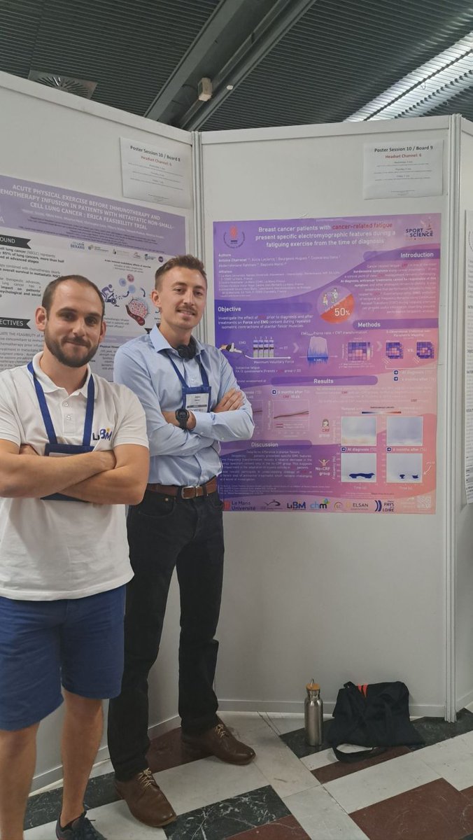B_MorelP's tweet photo. Last week saw largest congress in exercise science @E_C_S_S. Opportunity for @LECLERCQAlicia1 @AChatrenet to present  1st results #BIOCARE cohort @CHLeMans ClinicVH @HugBourgeois72
Promising results➡️ #biopsychosocial #cancer #fatigue @LaboMIP @LIBM_lab
📰https://t.co/p44h4V2TpE https://t.co/aj8bczpVQg