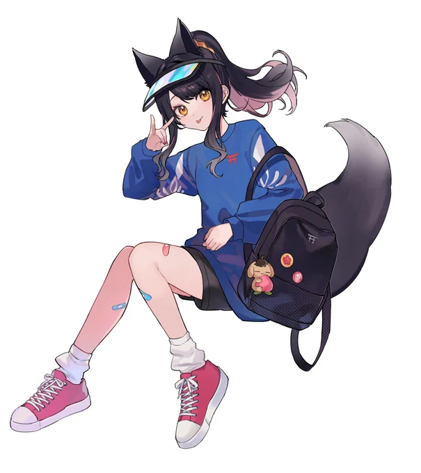 月深ツキ()×ヴィレッジヴァンガード コラボにてグッズイラストを担当させていただきました ポニテスタイルのストリートなツキちゃんです よろしくお願いします! #月見ツキ