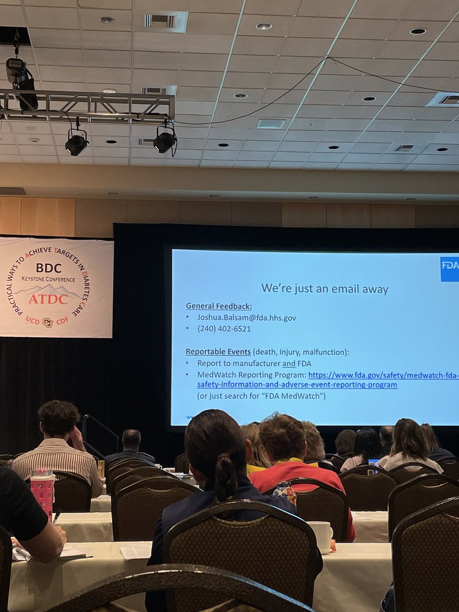 SedaGrigMD's tweet photo. At #ATDC2023 session with FDA’s Joshua Balsam. If you would like to give feedback regarding AID systems, contact FDA. https://t.co/Mge8QK0DaL