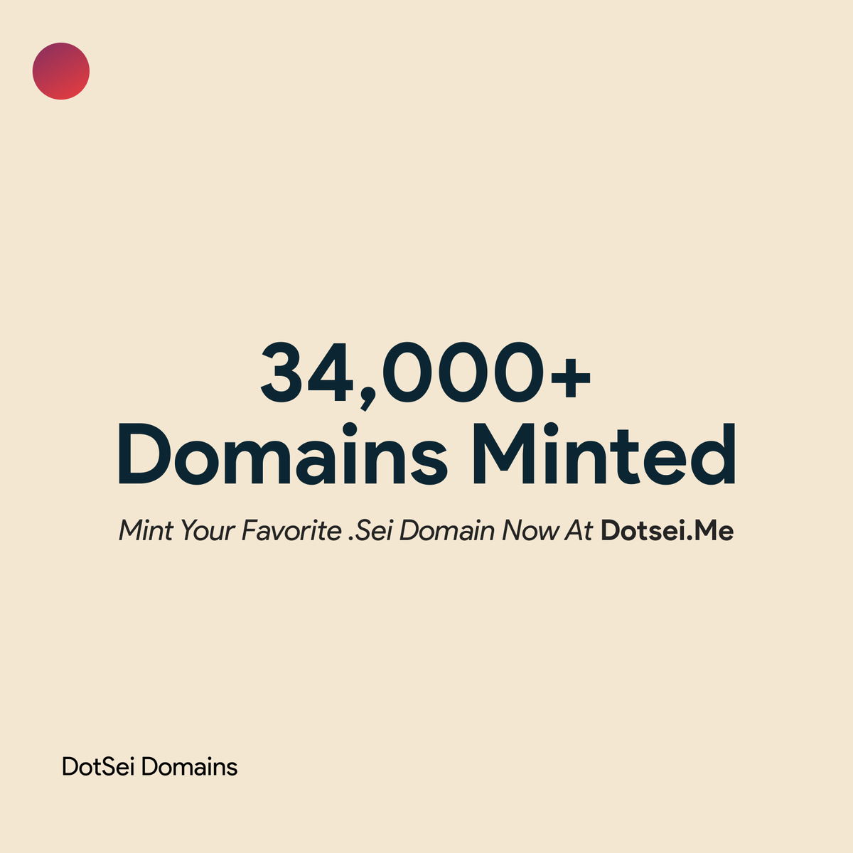 Exciting news! <a href="/SeiNetwork/">Sei</a> Mainnet is getting closer! 🚀

Seilors have already minted 34,000 domains on Testnet😮

Mint your favorite domain now at dotsei.me. 🌐