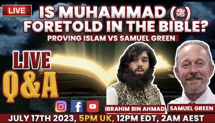 provingislam's tweet photo. Debate: Is Muhammad ﷺ foretold in the Bible? Proving Islam vs Samuel Green

In 2 days 

https://t.co/vgFy5GJIw2 https://t.co/2hSs08CaVV