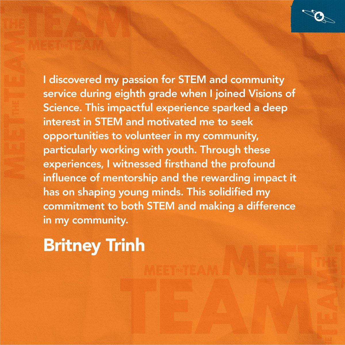 🌟 This week, we're happy to introduce Ahmed Ali Sharif and Britney Trinh, two inspiring members of the Empower and Elevate programs here at Visions. 

Follow their stories while you get to know the lit STEM crew for this season's programs. #MeetTheTeam #STEM #WeAreSTEM