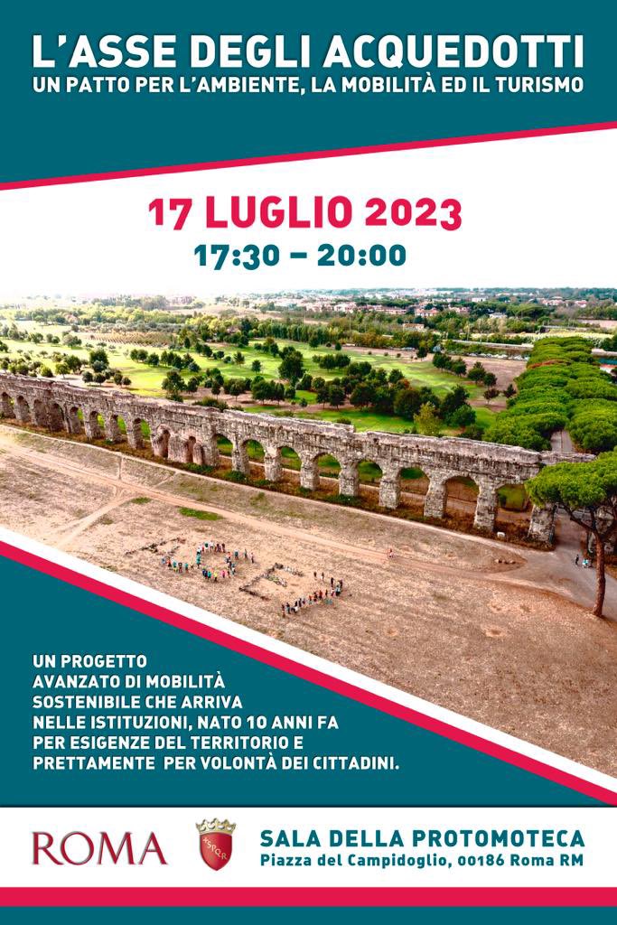 L'Asse degli Acquedotti non è soltanto un progetto di mobilità sostenibile, non è soltanto un sentiero green in grado di valorizzare le bellezze archeologiche dei nostri parchi e incentivare il turismo.
L'Asse degli Acquedotti è un sogno in cui credono migliaia di persone.