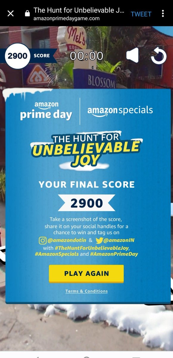 Here is my screenshot 

#TheHuntForUnbelievableJoy
#AmazonSpecials #AmazonPrimeDay #DiscoverJoy 
@amazonIN