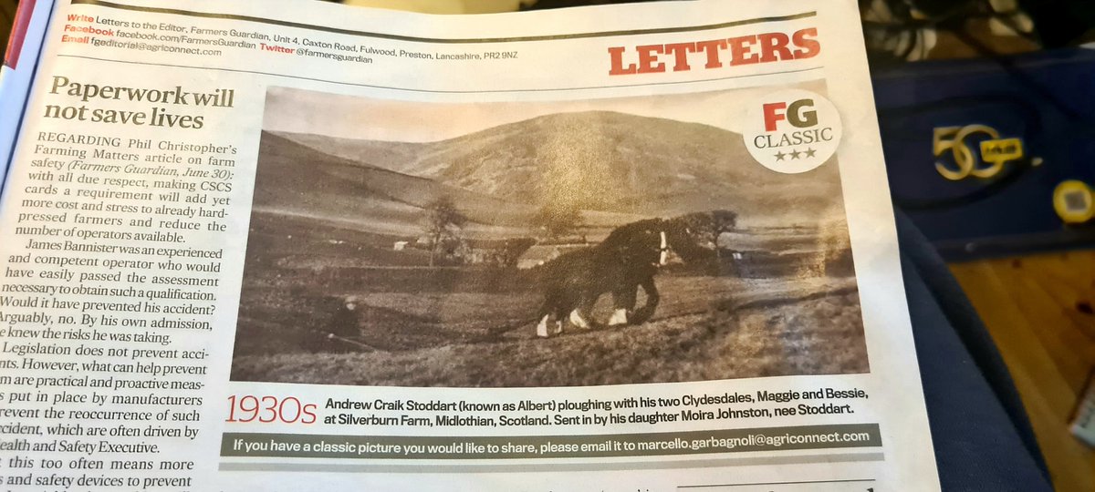 AlJohnston06's tweet photo. Got around to reading last week's Farmers Guardian only to find my grandfather on page 11 with his horses. I am a professional photographer, and my mother is getting more images published than i am. https://t.co/F6Bw251pap