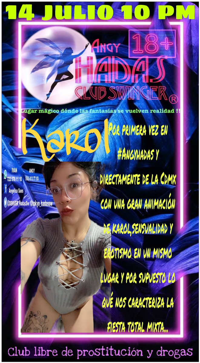 Hoy por primera vez en #Angyhadas y directamente de la Cdmx nos visita la bella y hermosa karol con una animación sensual además de juegos de integración y lo qué nos caracteriza la fiesta total mixta hoy 10pm <a href="/tokyo_hadas/">ANGY HADAS 🧚‍♀️🧚‍♂️</a> <a href="/ReynaYKike1/">Lupita & Chucho Sw Toluca</a> <a href="/SWUnidosMx/">Swingers Unidos Mx</a>
