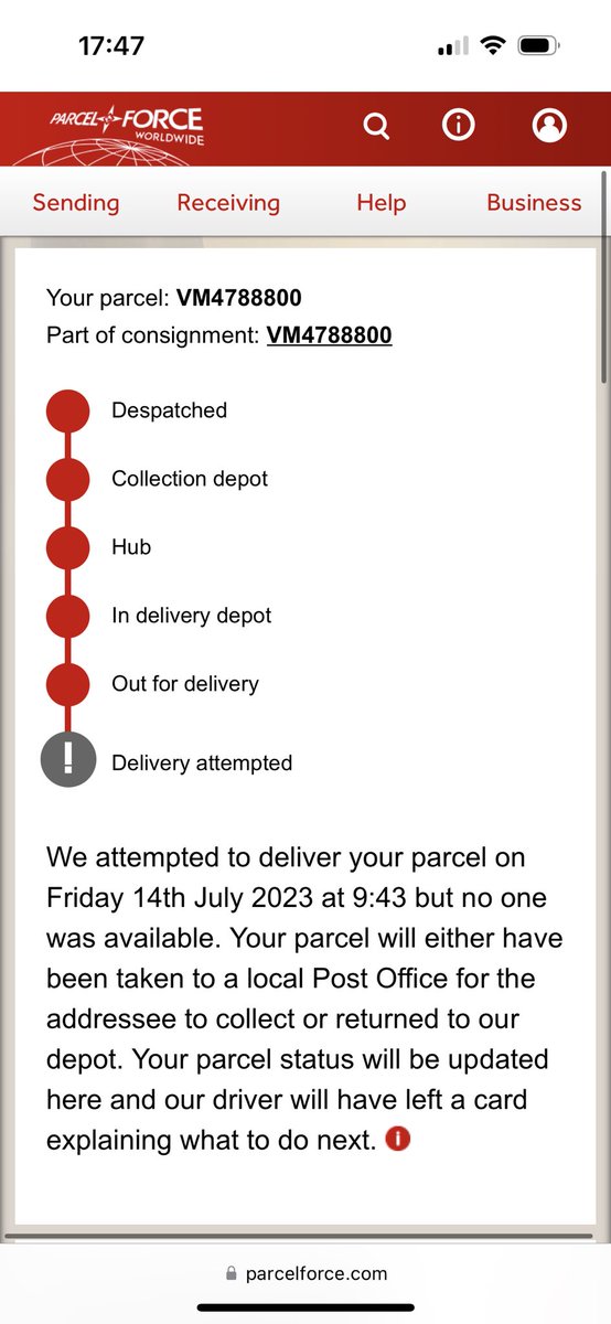 thenaaadia's tweet photo. @parcelforce Well apparently they attempted delivery this morning (they didn’t and my Ring doorbell can prove it) and didn’t leave a card.

This is beyond a joke now. https://t.co/6qrULjqLu5