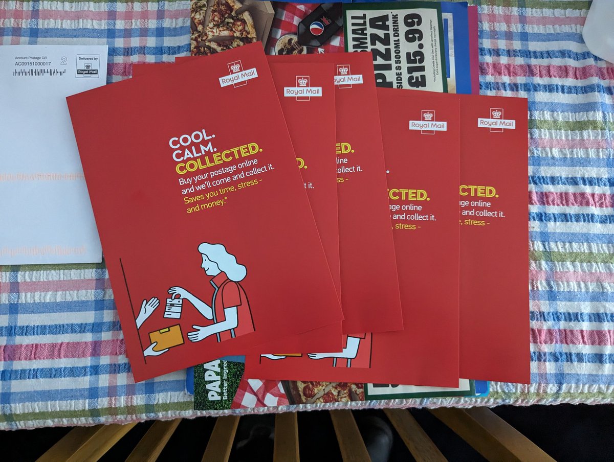 hickmania78's tweet photo. @RoyalMail I'm sure this is a great service, but did you really need to put 5 leaflets at once through my door to tell me about it! 🤣 https://t.co/nIhVSu4GQi