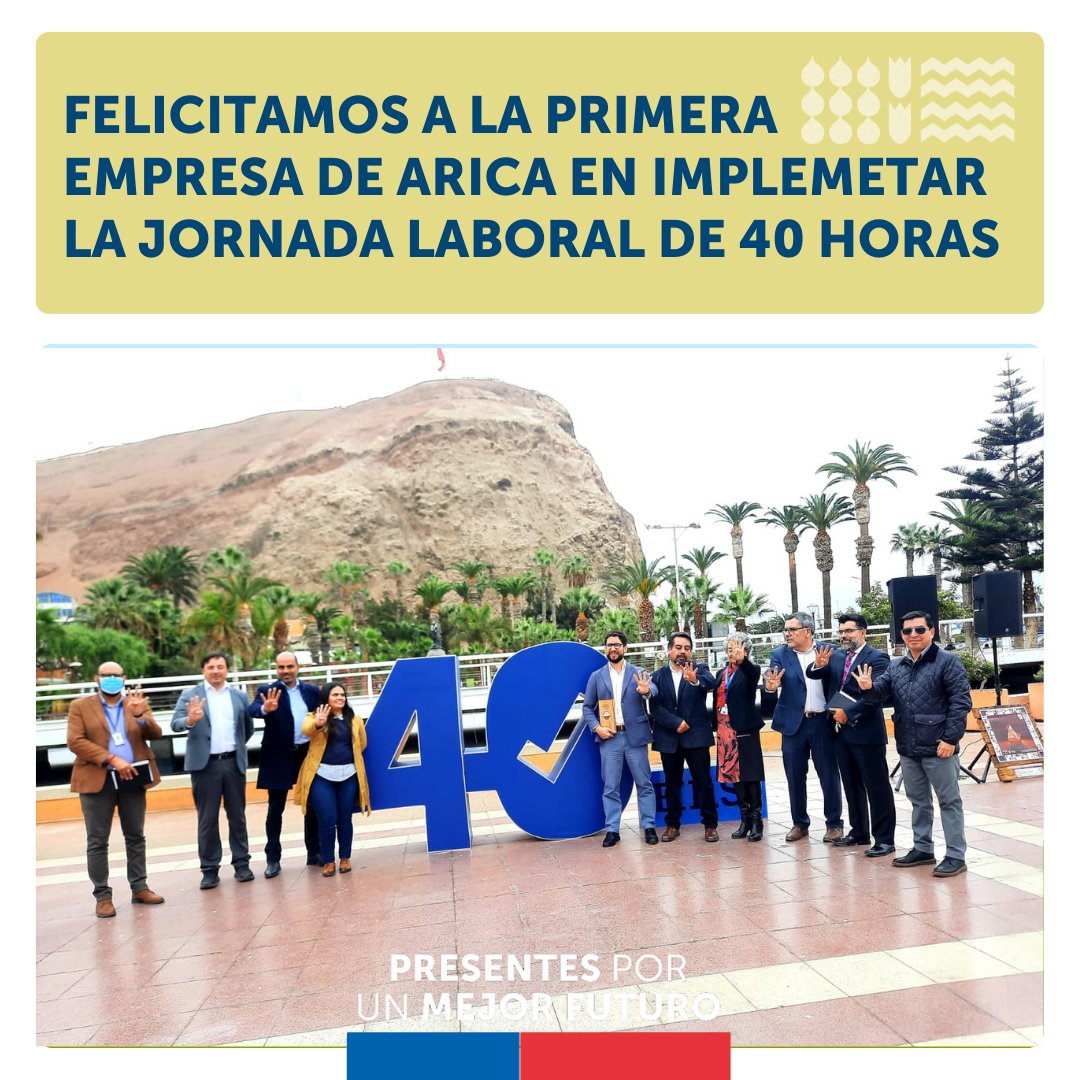 Seremi de Desarrollo Social y Familia Arica (@mdsarica) on Twitter photo La seremi María Isabel Cid Figueroa acompañó al <a href="/SubsecTrabajo/">Subsecretaría del Trabajo</a> <a href="/gboccardobosoni/">Giorgio Boccardo Bosoni</a> y a <a href="/SeremiTrabajoXV/">Seremi Trabajo y Previsión Social Arica</a> <a href="/LazoVergara/">Jennifer Lazo Vergara</a>, en la entrega del primer sello #40horas a la empresa Iconizar-Cerámicas de la Cultura Arica Quiri, quienes ya son parte de esta nueva ley. La seremi María Isabel Cid Figueroa acompañó al <a href="/SubsecTrabajo/">Subsecretaría del Trabajo</a> <a href="/gboccardobosoni/">Giorgio Boccardo Bosoni</a> y a <a href="/SeremiTrabajoXV/">Seremi Trabajo y Previsión Social Arica</a> <a href="/LazoVergara/">Jennifer Lazo Vergara</a>, en la entrega del primer sello #40horas a la empresa Iconizar-Cerámicas de la Cultura Arica Quiri, quienes ya son parte de esta nueva ley.
