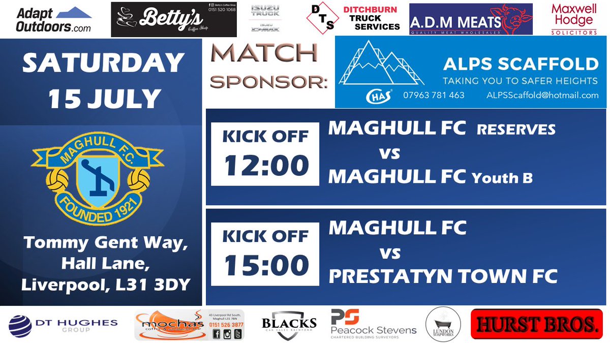 SATURDAY ⚽️

Tomorrow we welcome PRESTATYN TOWN FC <a href="/ptfcseasiders/">Prestatyn Town FC 🏴󠁧󠁢󠁷󠁬󠁳󠁿</a> to the club. 

Huge thanks to <a href="/AlpsScaffold/">ALPSScaffold</a> for sponsoring the main game at the club. 

Get down to watch and support the boys 🔵⚪️ 

🎟️ FREE ENTRY
🍺 BAR OPEN 

#LocalFooty