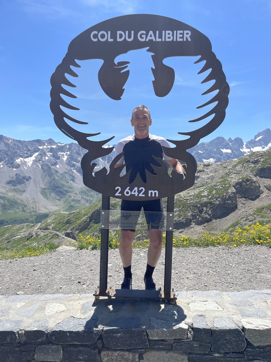 f3rgl's tweet photo. Where better to wear your ⁦@galibiervelo⁩ gear than up Galibier itself. Amazing climb and views. https://t.co/GOp3F76dUS