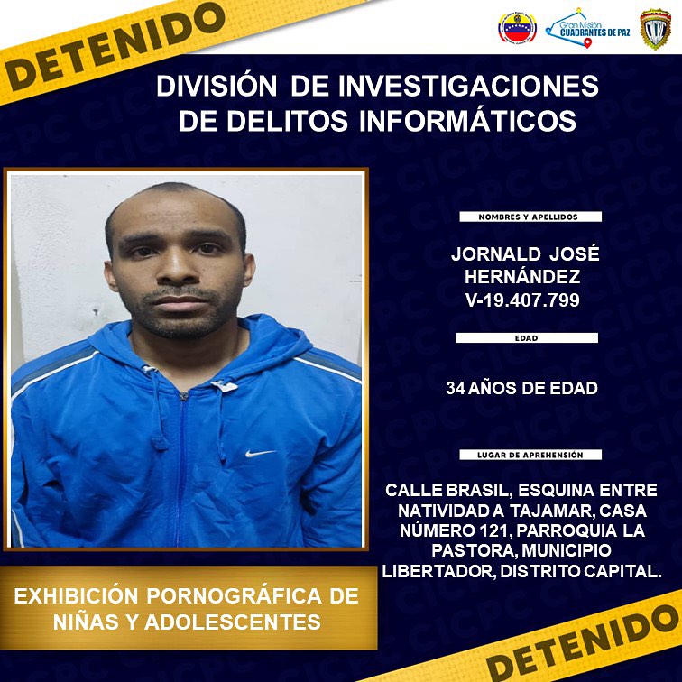 BENEFACTORESDEV's tweet image. #Repost @douglasricovzla 
——
Capturado otro DEPREDADOR SEXUAL INFANTIL de los involucrados en la red de explotación sexual infantil en Caracas, se dedican a la elaboración de material pornográfico infantil.
Quedando a disposición del Ministerio Público.f #prensacicpc