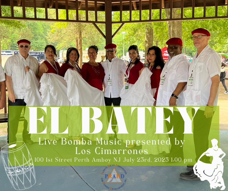 Special Event in PERTH AMBOY!  Los Cimarrones will be performing live at PRAHD on Sunday, July 23rd from 1 pm-3 pm. Come enjoy Bomba music at PRAHD(Puerto Rican Assoc. for Human Dev.)!!   IT'S FREE!!!  #PERTHAMBOY #PARTNER #PRAHD #BOMBA