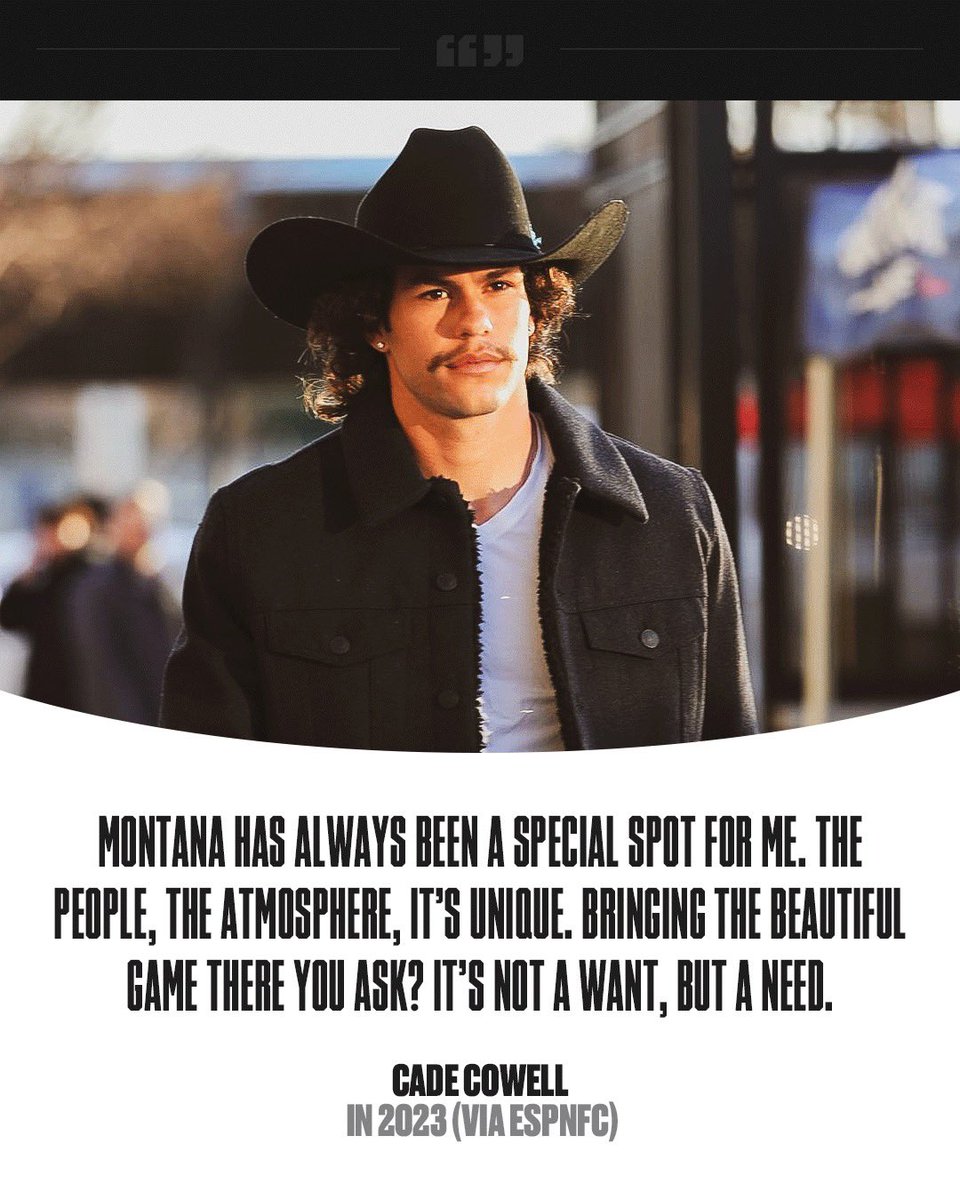 USLMontana's tweet photo. Part time footballer full time cowboy Cade Cowell has given his thoughts on introducing a professional team to Montana. Thank you for the support, Cade! https://t.co/H6JoDO7DWg