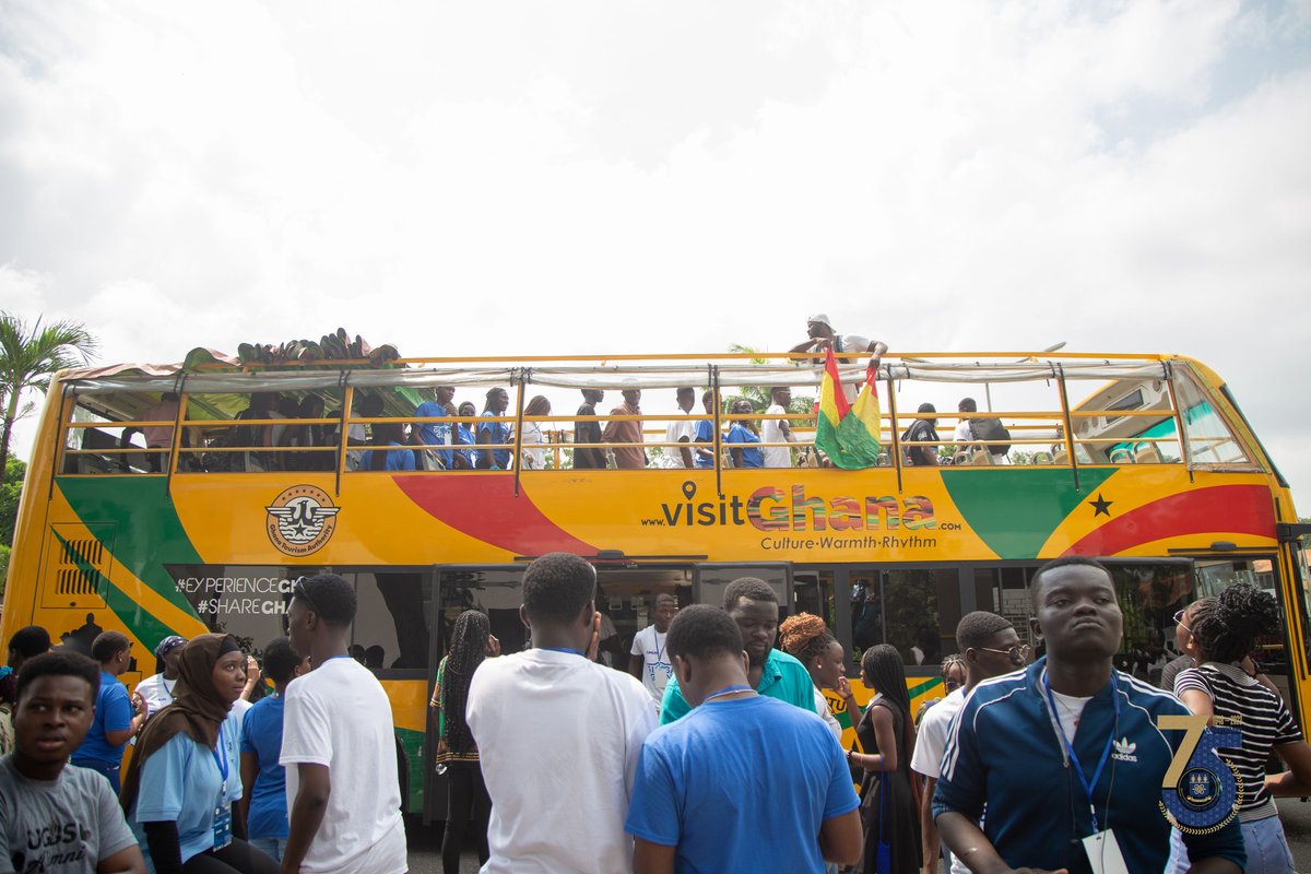 UnivofGh's tweet photo. As part of the 8th edition of @destination_leg, an initiative led by Prof. @thePOE_T of @ugbsofficial to promote tourism, 110 students from PRESEC, @AchimotaSchool, Wesley Girls, Savanna International Academy - Tamale, and Holy Child School have been given a tour of UG.

#UGIS75 https://t.co/rd7gTU9MGP