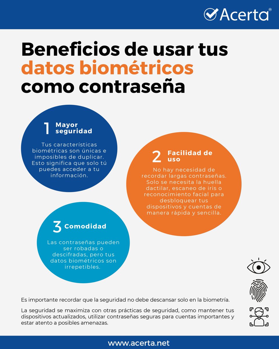 acertasocial's tweet photo. 💡 La #biometría es la solución segura y conveniente para proteger tu información.
🔐 Características únicas
🚫 Imposible de replicar
🔒 Cifrado avanzado
✅ Autenticación instantánea
🔒 ¡El nivel máximo de seguridad!
#DatosBiométricos #Acerta https://t.co/S3ayLdsFuQ