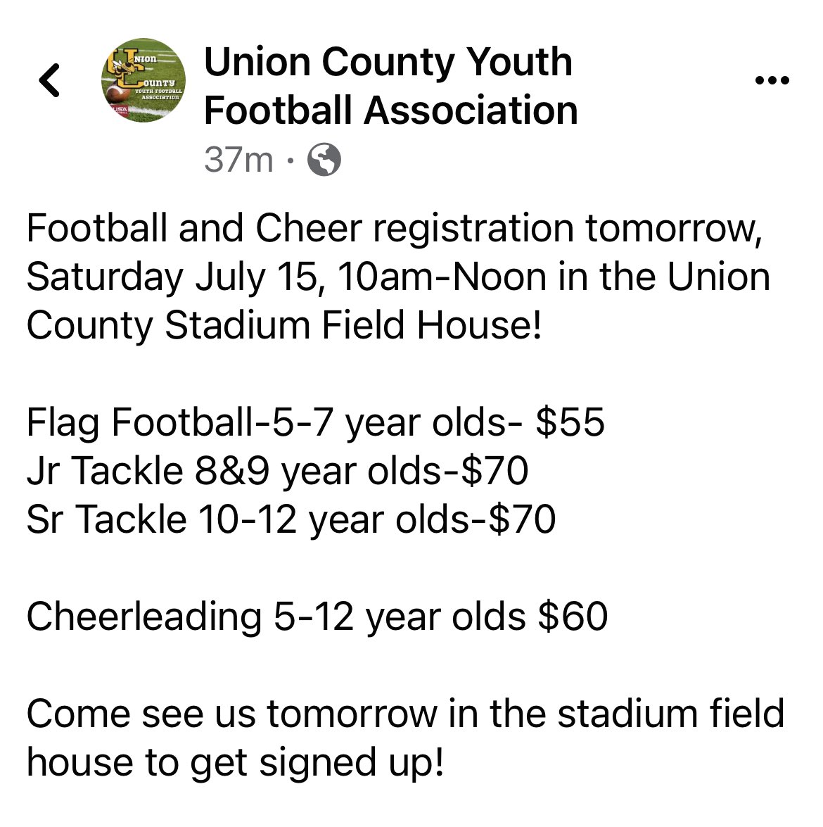 UCHSfb's tweet photo. We had a great turnout last weekend for sign ups. Signs are once again scheduled for Saturday morning. Get out and sign those Future Jackets up! #UCHome https://t.co/ljrEuVJLDF