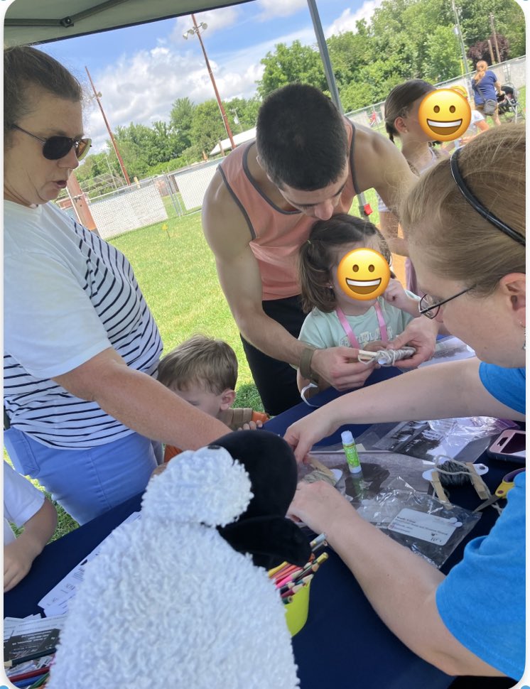 woolly_wilson's tweet image. We are hanging out at the Augusta County Library Summer Lawn Party making yarn sheep and visiting friends! #library #read #summerreadingprogram #museumstogether #museummascot