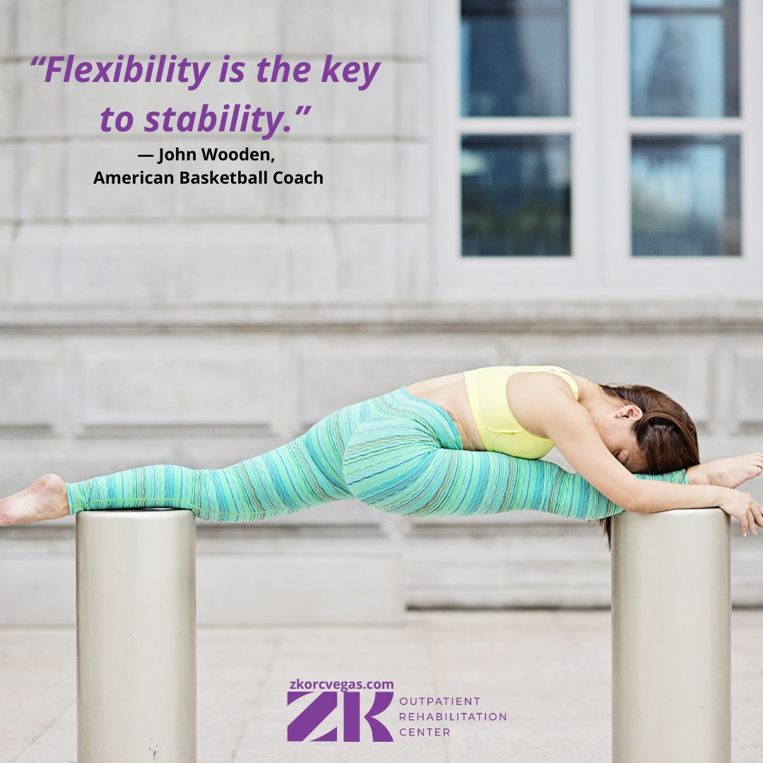 ZKptrehablv's tweet photo. It's Friday. Be Flexible.

“Flexibility is the key to stability.” — John Wooden
#friday #beflexible #zkptlv #keepmoving #lasvegaslocals #lasvegashealthcare #lasvegaslocalbusiness https://t.co/0hKOGN8wAw