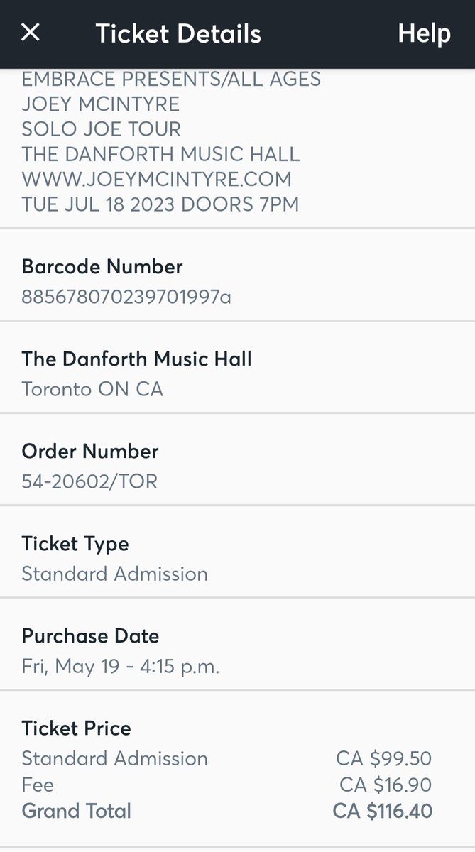 Kimmychicks's tweet photo. Selling a ticket for Joe's show in Toronto....message me if interested https://t.co/QXKmTAf83i