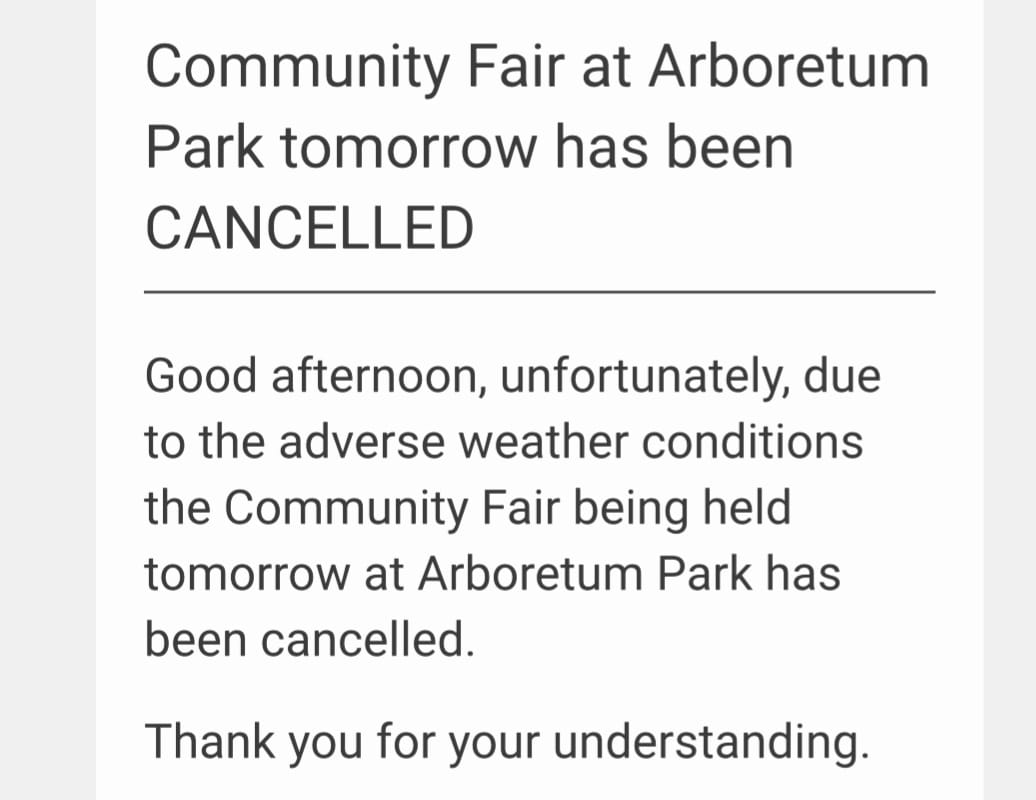 Tomorrows community event in Arboretum Park has been cancelled. It's just too rainy! ☔🌧 <a href="/FriendsDerby/">Friends of Derby Arboretum</a> <a href="/derby_parks/">Derby Parks</a>