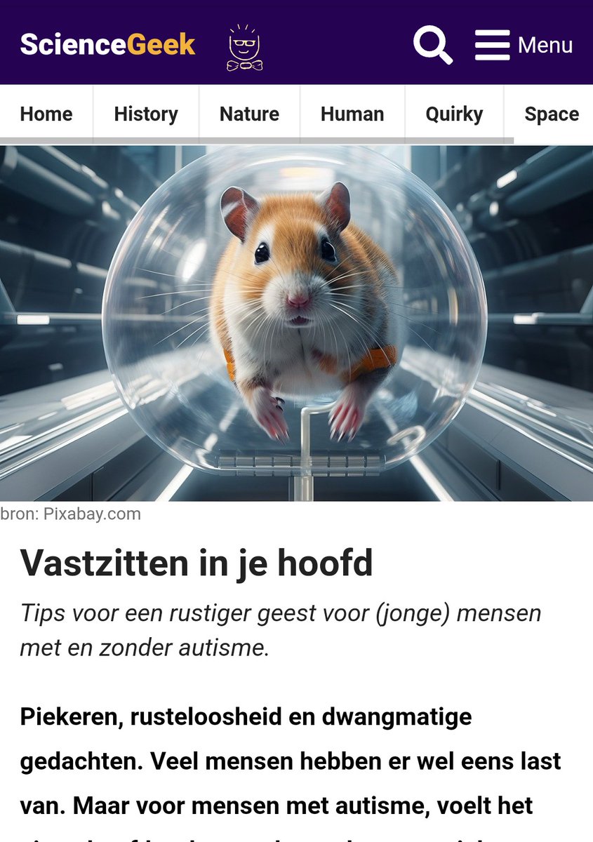 ScienceGeeknl's tweet photo. Piekeren en malen.
We doen het allemaal en soms is het ook niet erg.
Maar vooral mensen met autisme kunnen wel erg vast zitten in het hoofd.
Ook meer rust in je hoofd?
De wetenschap helpt je een handje!
#autisme
#rusteloos
#wetenschap
https://t.co/OqqMhwhSCs https://t.co/fD7rQjVr8s