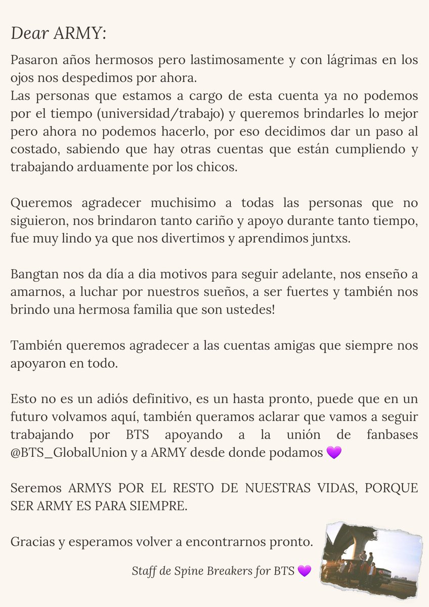 HASTA PRONTO.... 💜

Por favor lean el comunicado.

#BTS #BTSARMY <a href="/BTS_twt/">방탄소년단</a>