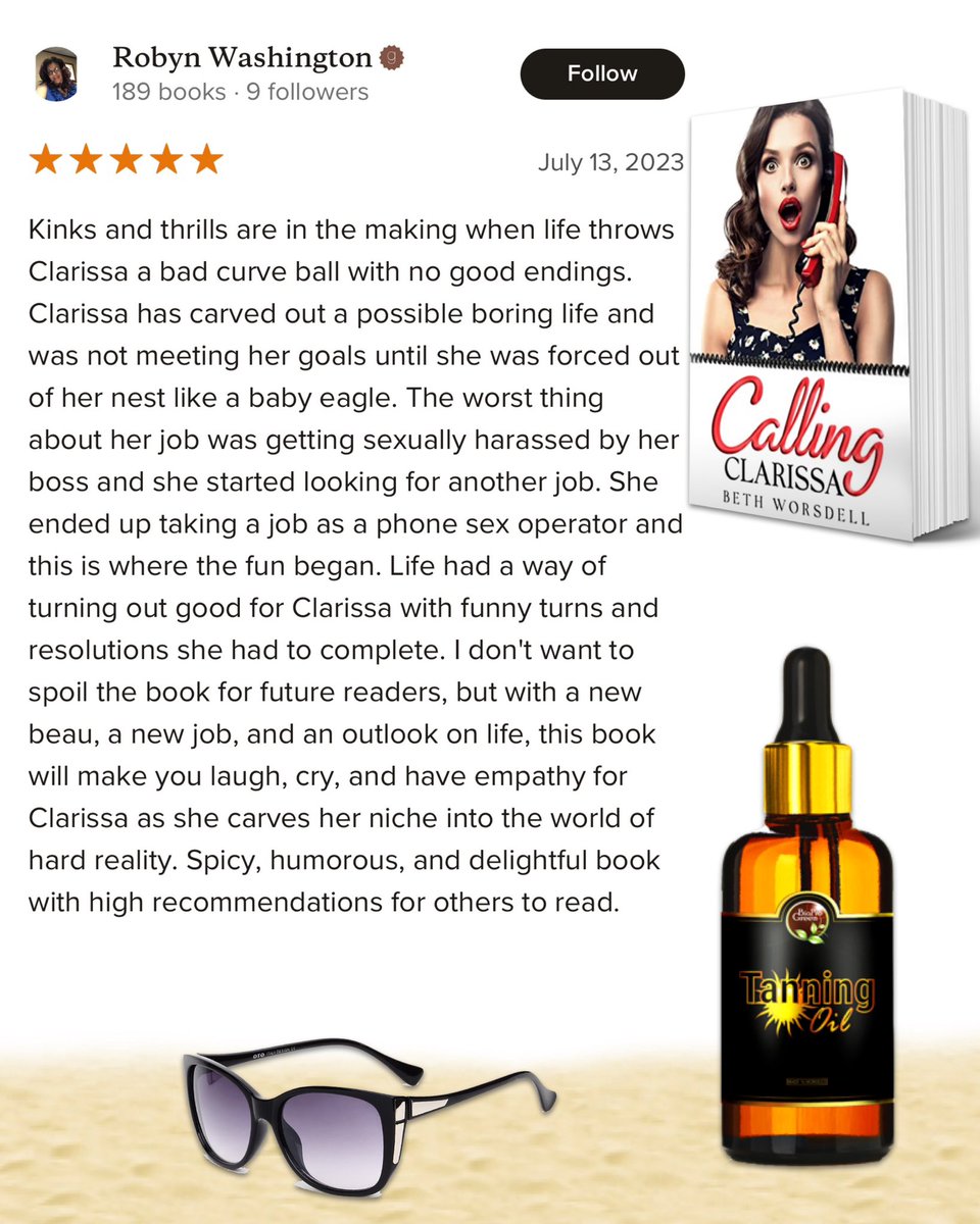 BethWorsdell's tweet photo. Thank you so much, Robyn, for your fabulous 5⭐️⭐️⭐️⭐️⭐️ #bookreview and #bookrecommendation for Calling Clarissa. 🥰
Order HERE:
Amazon https://t.co/1MbHmvtzlU Paperback https://t.co/d1K5eq0Tvf
#bethworsdell #callingclarissa #lucyscore #pippagrant #emilyrath #eljames #romcom https://t.co/y5sScZCy2J