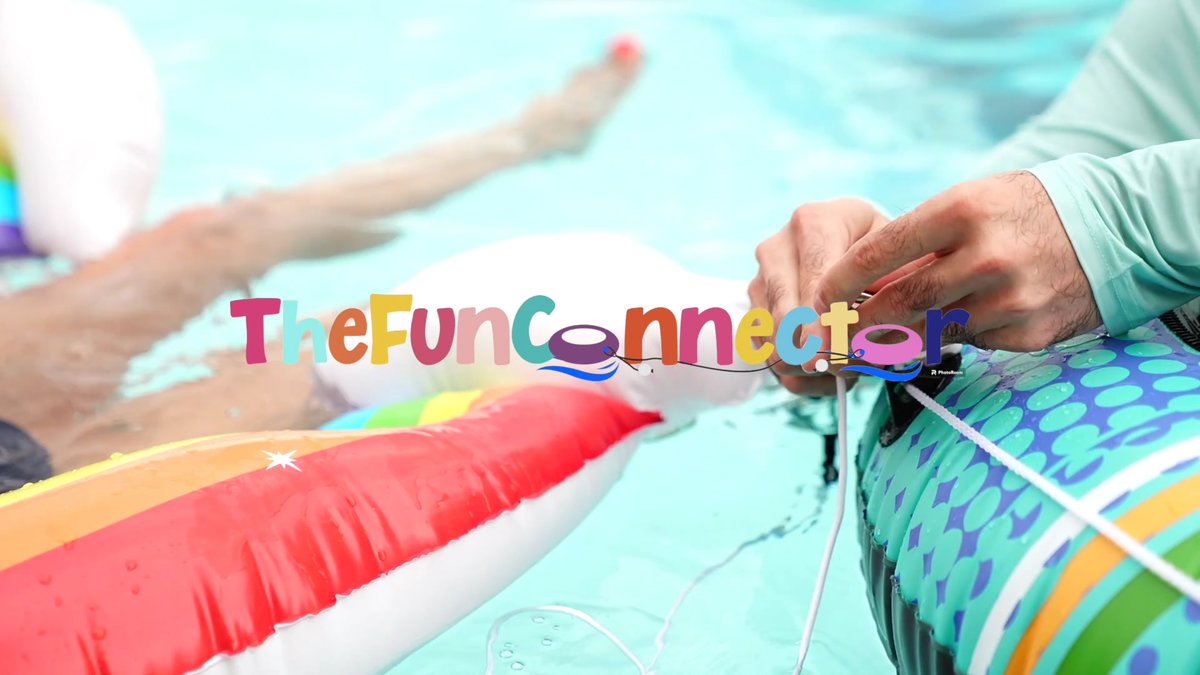 hyperstarter's tweet image. The Fun Connector is a patent-pending system that keeps multiple floats connected on the water: In the pool or floating down the river.  It easily keeps float tubes together without cumbersome ropes hprs.co/fun #poolfloat #swanfloat #inflatables #swimmingpool